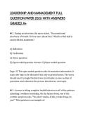 LEADERSHIP AND MANAGEMENT FULL QUESTION PAPER 2026 WITH ANSWERS GRADED A&plus;