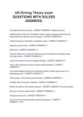 UK Driving Theory exam QUESTIONS WITH SOLVED ANSWERS