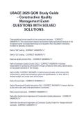 USACE 2026 QCM Study Guide &ndash; Construction Quality  Management Exam  QUESTIONS WITH SOLVED  SOLUTIONS&period; 