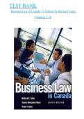 Full Test Bank Business Law in Canada 13th Edition by Richard Yates &vert; Complete Chapters 1&ndash;16 &vert; Verified Questions & Answers &vert; Detailed Rationales &vert; Updated Version