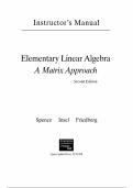 Instructor's Manual for Elementary Linear Algebra &lpar;Classic Version&rpar;&comma; 2nd edition by Lawrence E&period; Spence&comma; Chapter 1-7 &vert; All Chapters