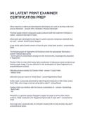 IAI LATENT PRINT EXAMINER CERTIFICATION PREP&period; QUESTIONS AND ANSWERS FULLY SOLVED