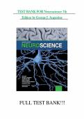 Test bank for Neuroscience 7th Edition with test questions and answers graded A&plus;
