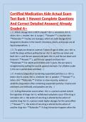 Certified Medication Aide Actual Exam  Test Bank 1 Newest Complete Questions  And Correct Detailed Answers&vert; Already  Graded A&plus;  &vert; 1 &vert; Which dosage form is NOT a liquid&quest; <br> a&period; emulsions <br> b&period;