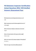 PA Emissions Inspector Certification Actual Questions With 100&percnt;Verified Answers &vert;Guaranteed Pass