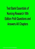 Test Bank for Essentials of Nursing Research 10th Edition by Polit &ndash; Questions & Answers All Chapters &lpar;2026 Update&rpar;
