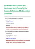 Massachusetts Dental Licensure Exam  Questions and Correct Answers &lpar;Verified  Answers&rpar; Plus Rationales 2026 Q&A &vert; Instant  Download Pdf