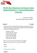 FIN 801 Quiz 5&vert;Questions and Answers Latest Updated 2026&sol;2027 &lpar;Graded A&plus;&rpar;- Toronto Metropolitan University