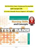 Test Bank - Timby's Fundamental Nursing Skills and Concepts 12th Edition &lpar; Loretta A Donnelly-Moreno