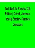 Test Bank for Physics 12th Edition &ndash; Cutnell&comma; Johnson&comma; Young&comma; Stadler Practice Questions &lpar;2026 Update&rpar;