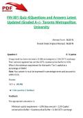 FIN 801 Quiz 4&vert;Questions and Answers Latest Updated 2026&sol;2027 &lpar;Graded A&plus;&rpar;- Toronto Metropolitan University