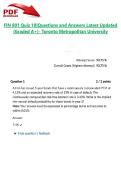 FIN 801 Quiz 10&vert;Questions and Answers Latest Updated 2026&sol;2027 &lpar;Graded A&plus;&rpar;- Toronto Metropolitan University