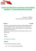 FIN 801 Quiz 9&vert;Questions and Answers Latest Updated 2026&sol;2027 &lpar;Graded A&plus;&rpar;- Toronto Metropolitan University