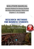Research Methods For Business Students  8th Edition Mark Saunders&comma; Philip Lewis Chapters 1 - 14