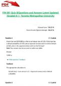 FIN 801 Quiz 8&vert;Questions and Answers Latest Updated 2026&sol;2027  &lpar;Graded A&plus;&rpar;- Toronto Metropolitan University