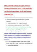 Massachusetts Genetic Counselor Licensure  Exam Questions and Correct Answers &lpar;Verified  Answers&rpar; Plus Rationales 2026 Q&A &vert; Instant  Download Pdf