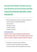 Massachusetts Radiation Therapist Licensure  Exam Questions and Correct Answers &lpar;Verified  Answers&rpar; Plus Rationales 2026 Q&A &vert; Instant  Download Pdf