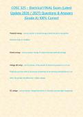 COSC 325 &ndash; Electrical FINAL Exam &lpar;Latest Update 2026 &sol; 2027&rpar; Questions & Answers &lbrace;Grade A&rcub; 100&percnt; Correct