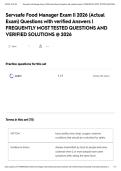 Servsafe Food Manager Exam &vert;&vert; 2026 &lpar;Actual Exam&rpar; Questions with verified Answers &vert; FREQUENTLY MOST TESTED QUESTIONS AND VERIFIED SOLUTIONS &commat; 2026