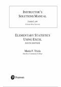 Instructor's Solutions Manual for Elementary Statistics Using Excel&comma; 6th edition by Mario F&period; Triola&comma; Chapter 1-14 &vert; All Chapters
