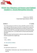 FIN 801 Quiz 7&vert;Questions and Answers Latest Updated 2026&sol;2027 &lpar;Graded A&plus;&rpar;- Toronto Metropolitan University