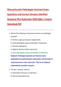 Massachusetts Pathologist Assistant Exam  Questions and Correct Answers &lpar;Verified  Answers&rpar; Plus Rationales 2026 Q&A &vert; Instant  Download Pdf 