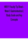 NR511 Faculty Tip Sheet &ndash; Week 5 Gastrointestinal&colon; Study Guide and Key Concepts &lpar;2026 Update&rpar;