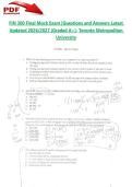 FIN 300 Final Mock Exam &vert;Questions and Answers Latest Updated 2026&sol;2027 &lpar;Graded A&plus;&rpar;- Toronto Metropolitan University