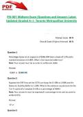FIN 801 Midterm Exam &vert;Questions and Answers Latest Updated 2026&sol;2027 &lpar;Graded A&plus;&rpar;- Toronto Metropolitan University