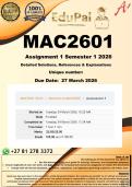 MAC2601 Assignment 1 &lpar;COMPLETE ANSWERS&rpar; Semester 1 2026 - DUE 27 March 2026