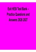 Exit HESI Test Bank &ndash; Practice Questions & Answers &lpar;2026&ndash;2027 Update&rpar;