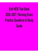 Exit HESI Test Bank 2026&ndash;2027 &ndash; Nursing Exam Practice Questions & Study Guide