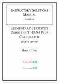 Instructor's Solutions Manual for Elementary Statistics Using the TI-83&sol;84 Plus Calculator 4th Edition by Mario Triola&comma; Chapter 1-14 &vert; All Chapters