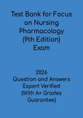 est Bank for Focus on Nursing Pharmacology 9th Edition &vert; Exam Prep 2026