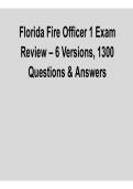 Florida Fire Officer 1 Exam Review &ndash; 6 Versions&comma; 1300 Questions & Answers &lpar;2026 Update&rpar;