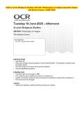 OCR A LEVEL Religious Studies  2025 &colon; Complete QP & MS Set