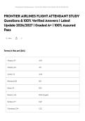 FRONTIER AIRLINES FLIGHT ATTENDANT STUDY Questions & 100&percnt; Verified Answers &vert; Latest Update 2026&sol;2027 &vert; Graded A&plus; &vert; 100&percnt; Assured Pass