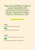 Week 1 Quiz&colon; NURS120 &sol; NURS 120 &lpar;Latest Update 2026 &sol; 2027&rpar; Introduction to Medical Surgical Nursing &vert; Questions & Answers &vert; Grade A &vert; 100&percnt; Correct - WCU