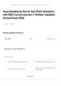Texas Roadhouse Server Test  EXAM Questions with 100&percnt; Correct Answers &vert; Verified &vert; Updated &lpar;Actual Exam&rpar; 2026 