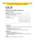 OCR A LEVEL Sociology 2025 &colon; Complete QP & MS Set