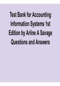 Test Bank for Accounting Information Systems 1st Edition &ndash; Arline A&period; Savage Questions & Answers &lpar;2026 Update&rpar;