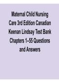 Maternal Child Nursing Care 3rd Edition Canadian Keenan Lindsay Test Bank Chapters 1&ndash;55 Questions and Answers 2025&sol; 2026