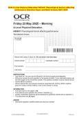  OCR A LEVEL Physical Education  2025 &colon; Complete QP & MS Set