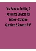 Test Bank Auditing and Assurance Services 9th Edition Complete Questions and Answers PDF 2025&sol; 2026