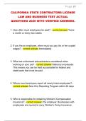 CALIFORNIA STATE CONTRACTORS LICENSE  LAW AND BUSINESS TEST ACTUAL  QUESTIONS 2026 WITH VERIFIED ANSWERS&period; 