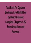 Test Bank Dynamic Business Law 6th Edition by Nancy Kubasek Complete Chapters 1&ndash;52 Exam Questions and Answers 2025&sol; 2026