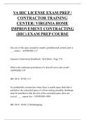 VA HIC LICENSE EXAM PREP &sol; VIRGINIA HOME  IMPROVEMENT CONTRACTING  &lpar;HIC&rpar; EXAM PREP   QUESTIONS AND ANSWERS 2026 