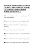 ATI PEDIATRICS SUPER PACKAGE DEAL EXAM CERTIFICATION EVALUATION TEST 2026 FULL QUESTIONS AND CORRECT ANSWERS ALREADY PASSED GRADED A&plus;