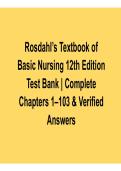 Rosdahl&rsquo;s Textbook of Basic Nursing 12th Edition Test Bank Complete Chapters 1&ndash;103 with Verified Answers and Solution 2025&sol; 2026