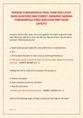 NURSING FUNDAMENTALS FINAL EXAM 2026 LATEST  EXAM QUESTIONS AND CORRECT ANSWERS&sol; NURSING  FUNDAMENTALS FINAL 2026 EXAM PREP GUIDE  &lpar;LATEST&excl;&rpar; 